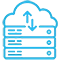 Ícone de servidor em nuvem representando a computação robusta para aplicações críticas e containers no VMware Cloud Foundation.